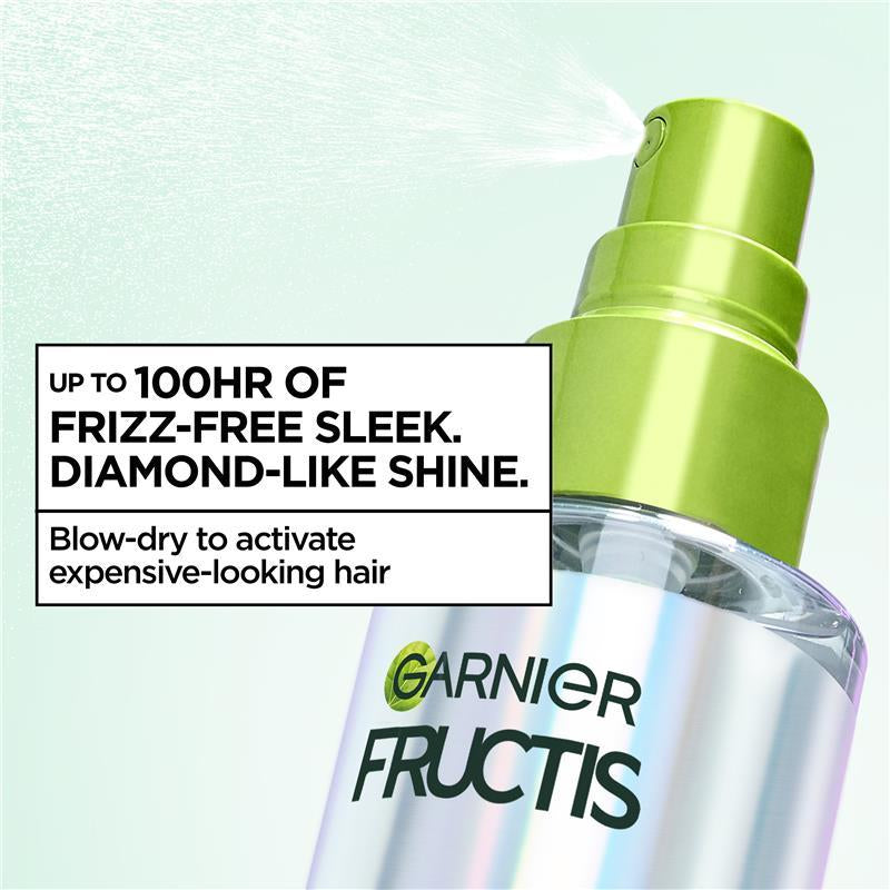 Achieve Luxurious Shine and Frizz-Free Hair with Garnier Fructis Diamond Sleek Shine Spray - 100H Protection with Vegan Keratin and Argan Oil